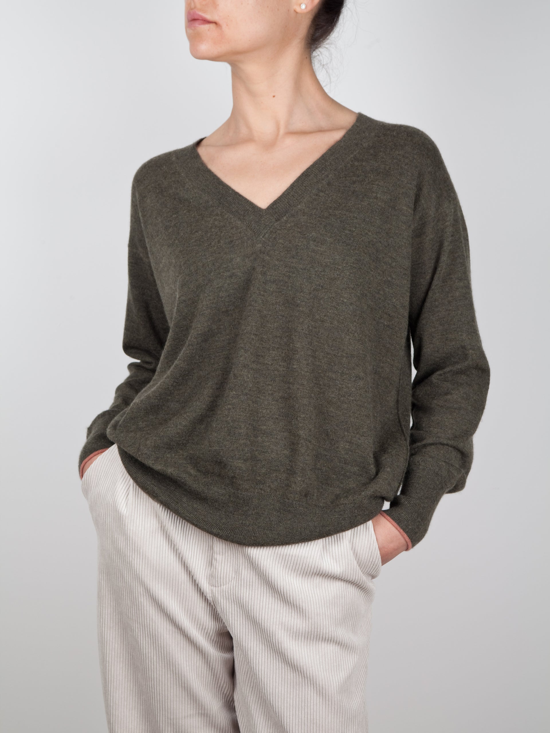 Lightweight V Neck Boyfriend Cashmere Sweater