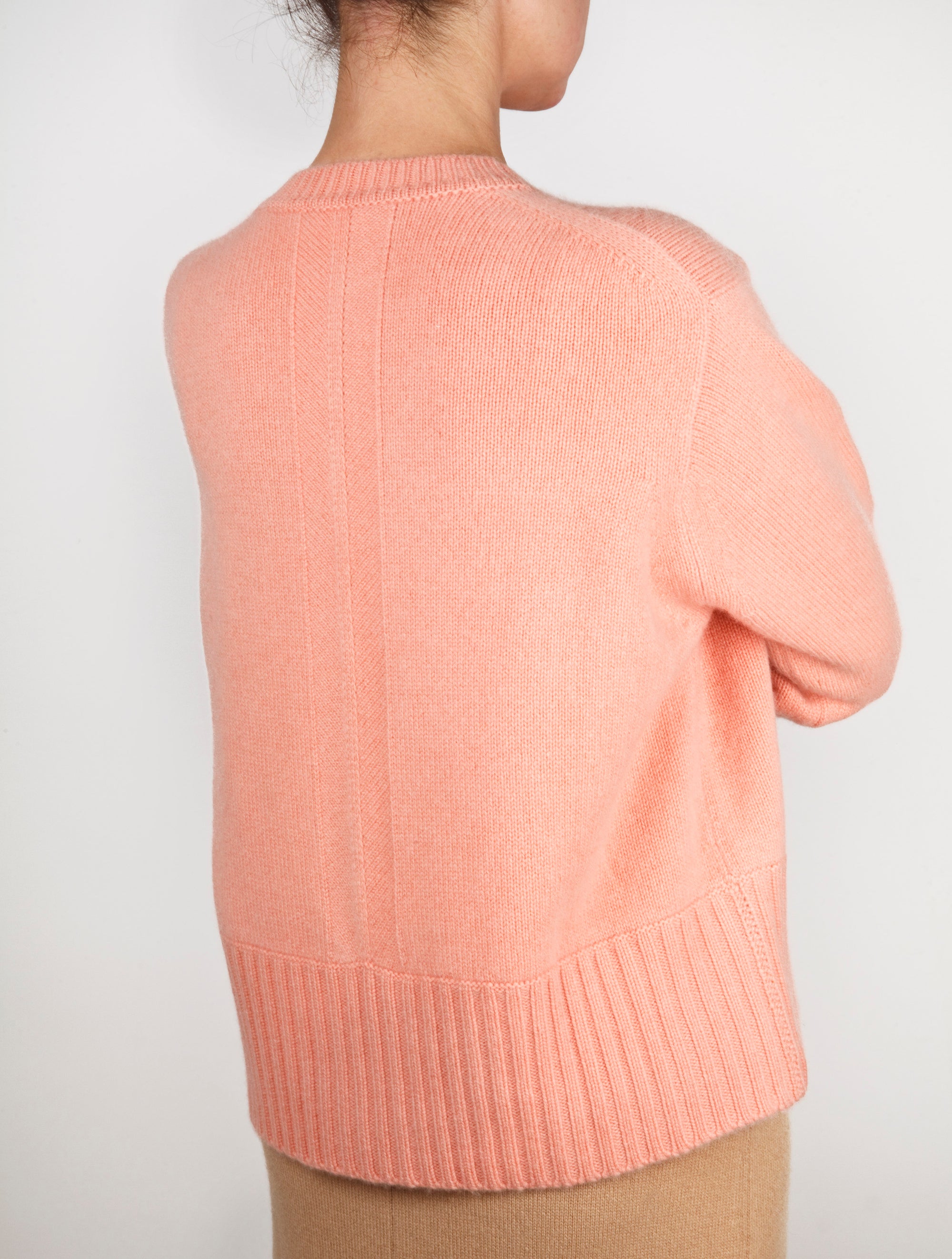 Pointelle Detail V Neck Cashmere Cardigan