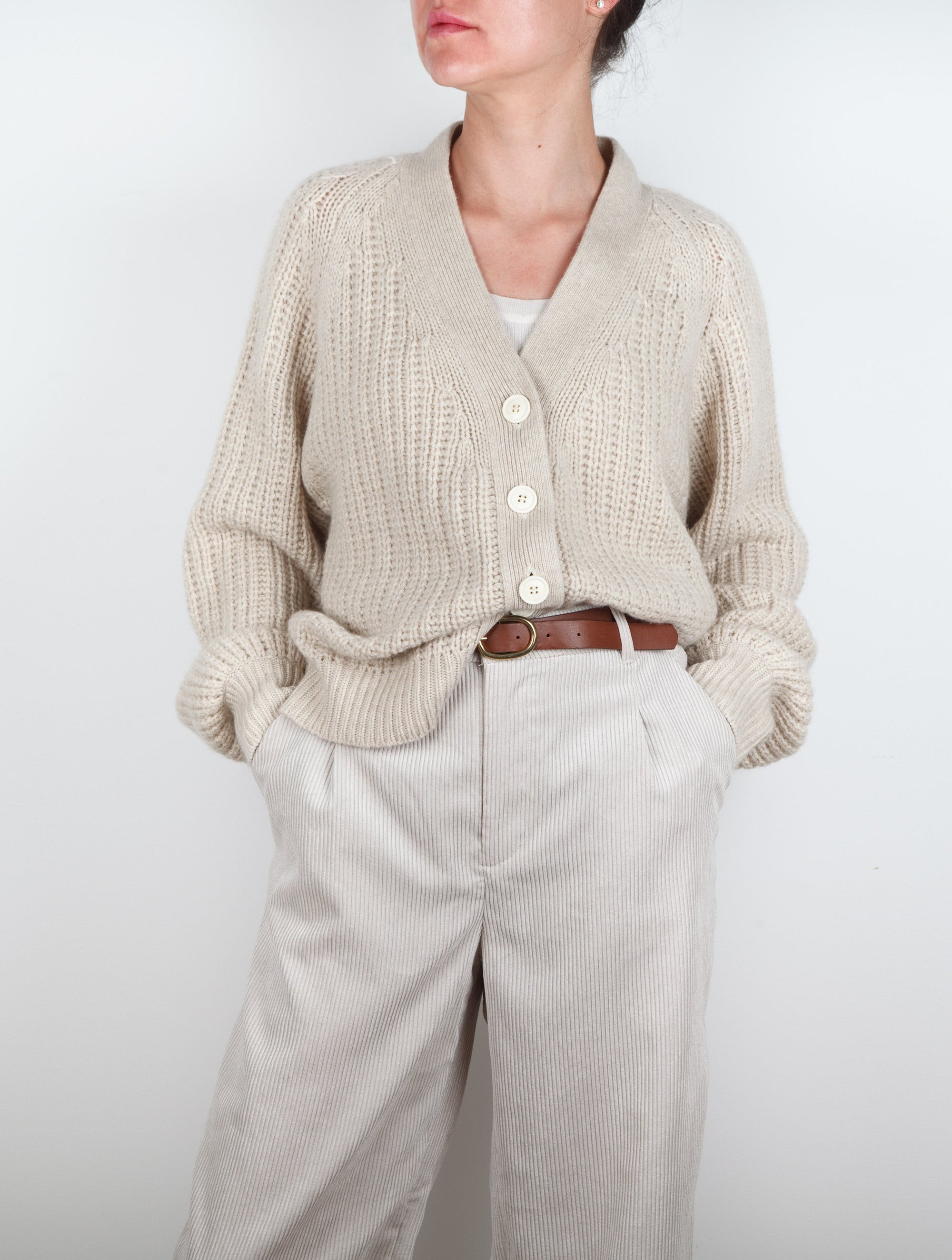 Oversize V Neck Cashmere Cardigan