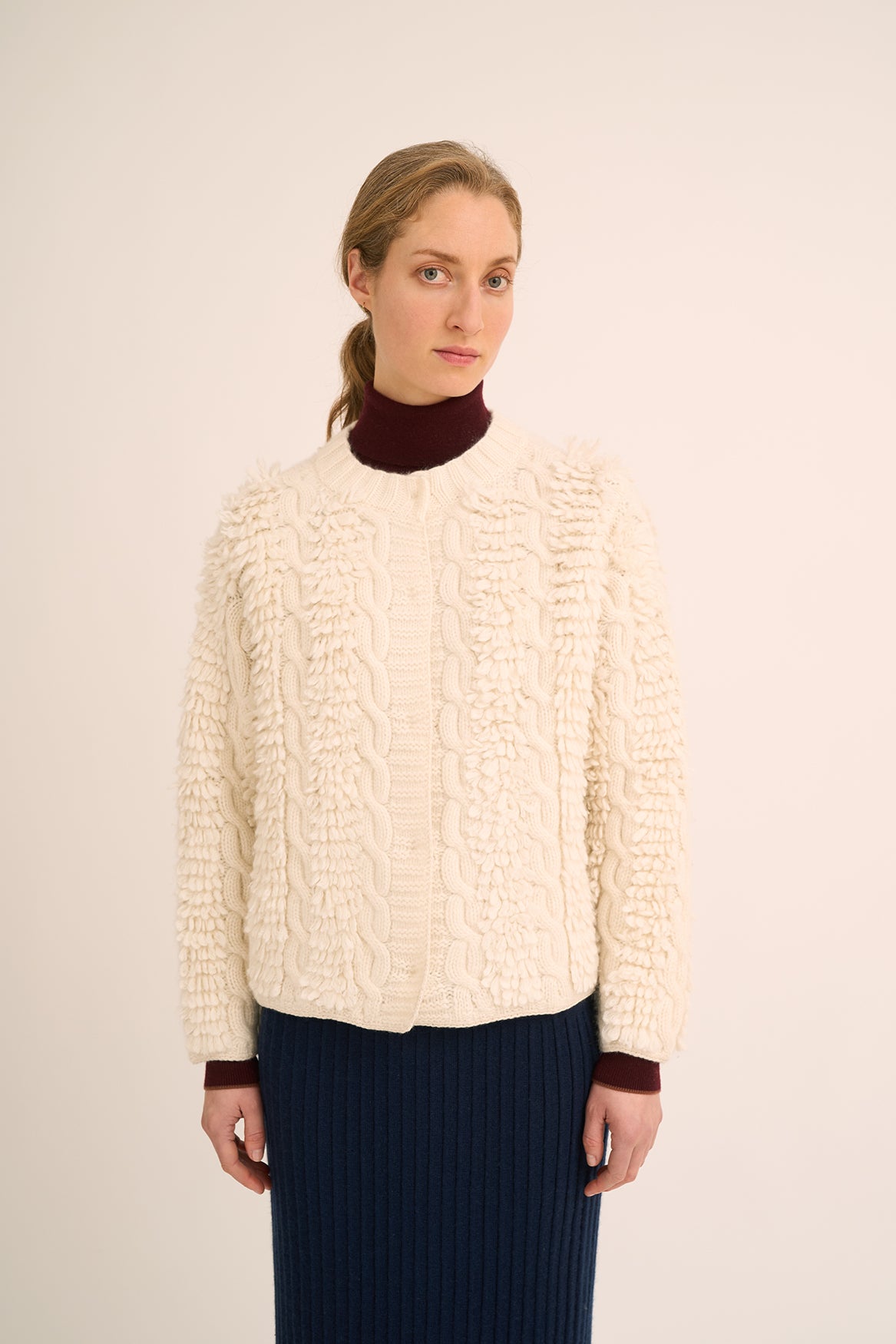 517 Hand knit loop and cable jacket