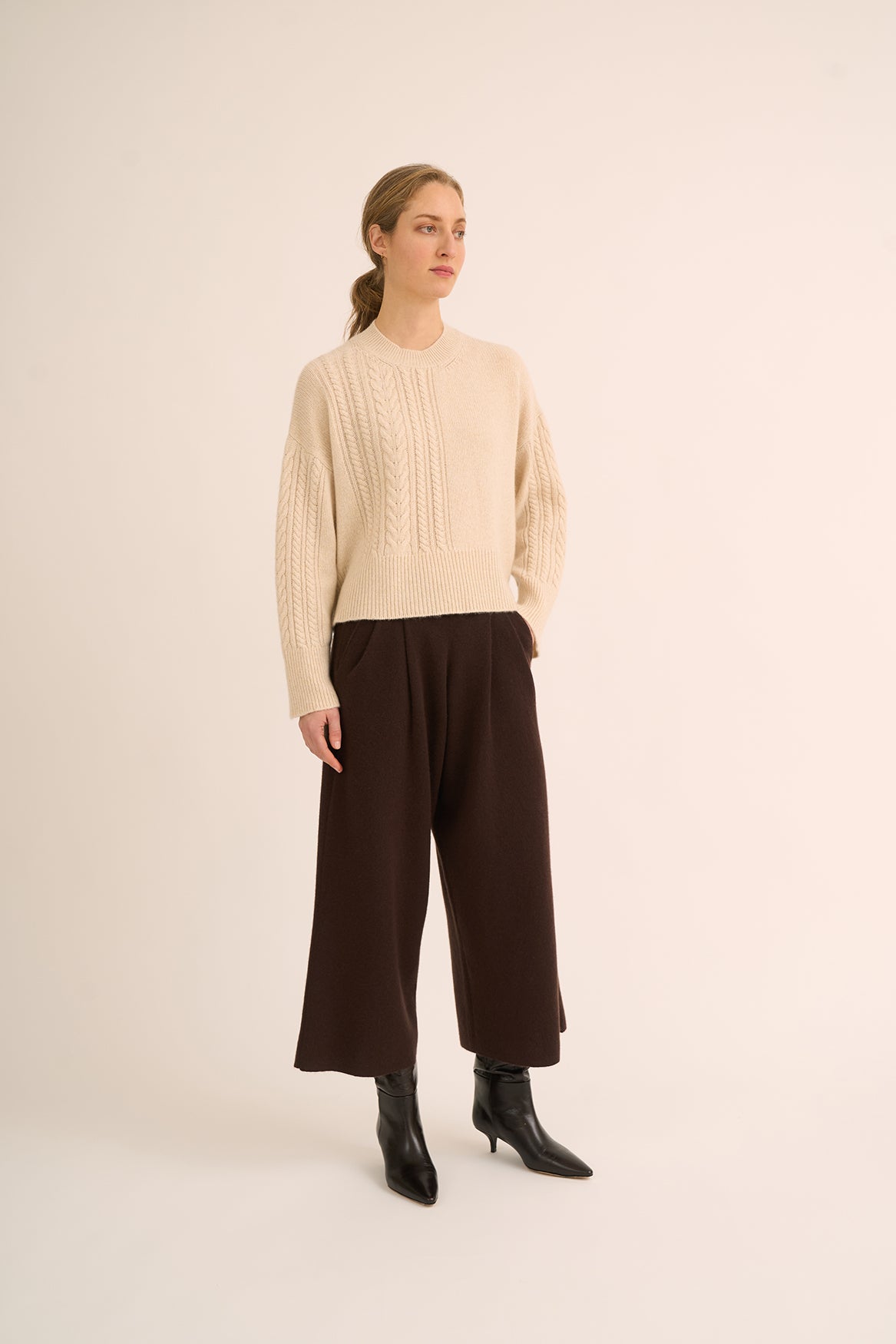 227 Asymmetric cable sweater