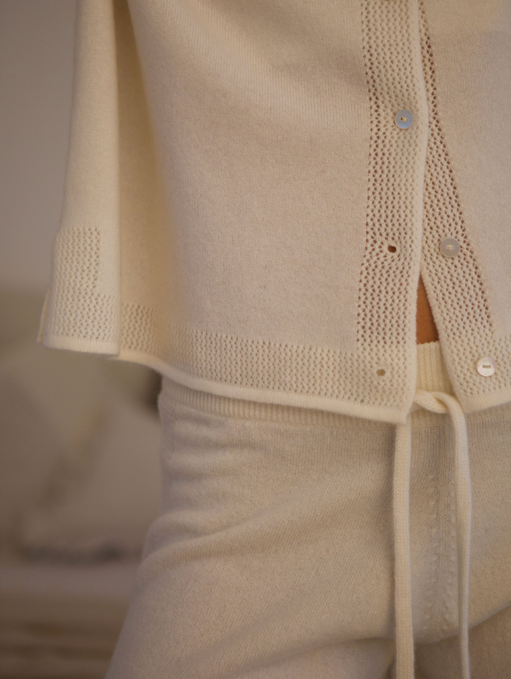 Lace Stitched Pyjama Cashmere Shirt