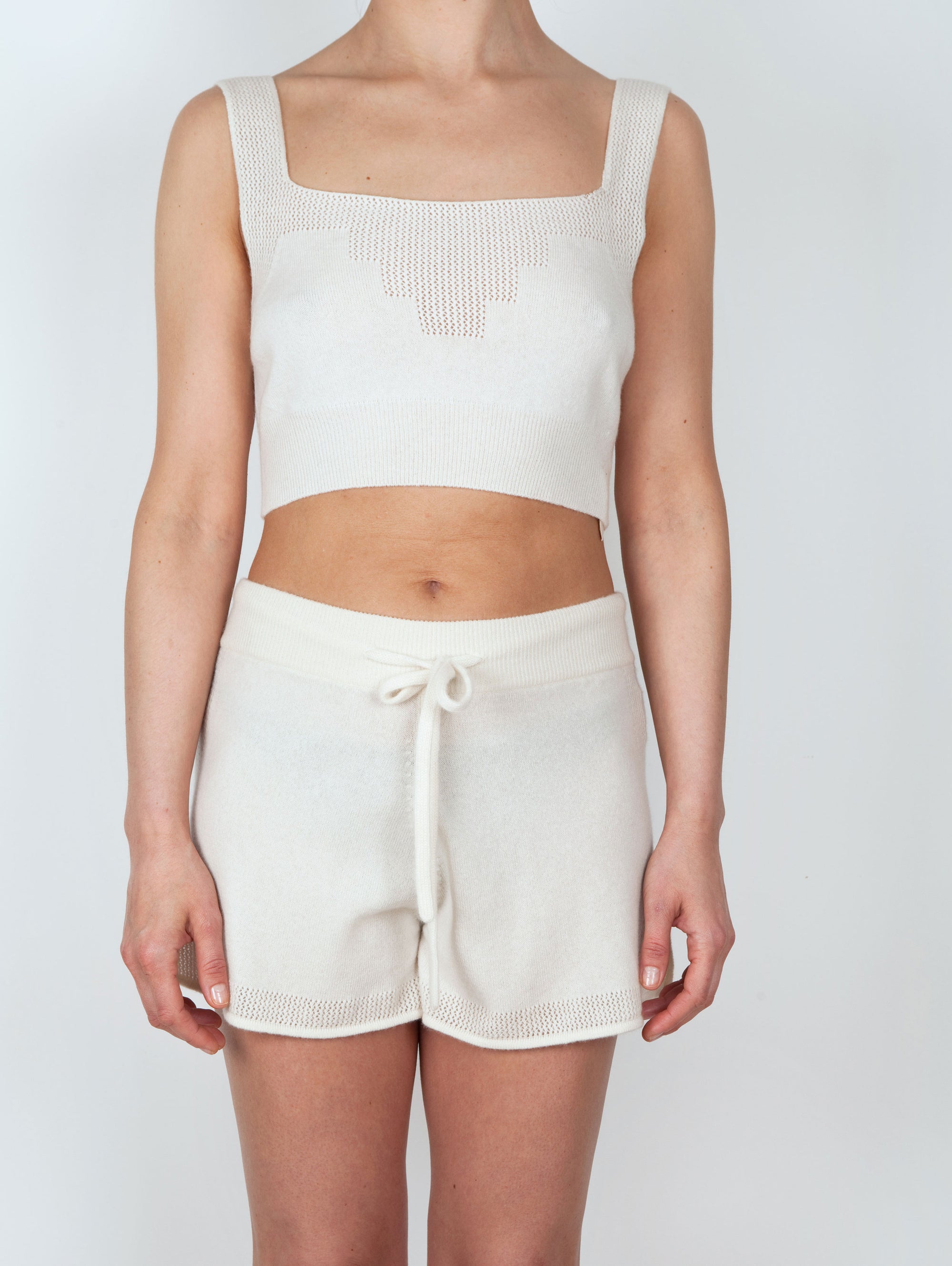 Lace Stitched Cashmere Pyjama Shorts