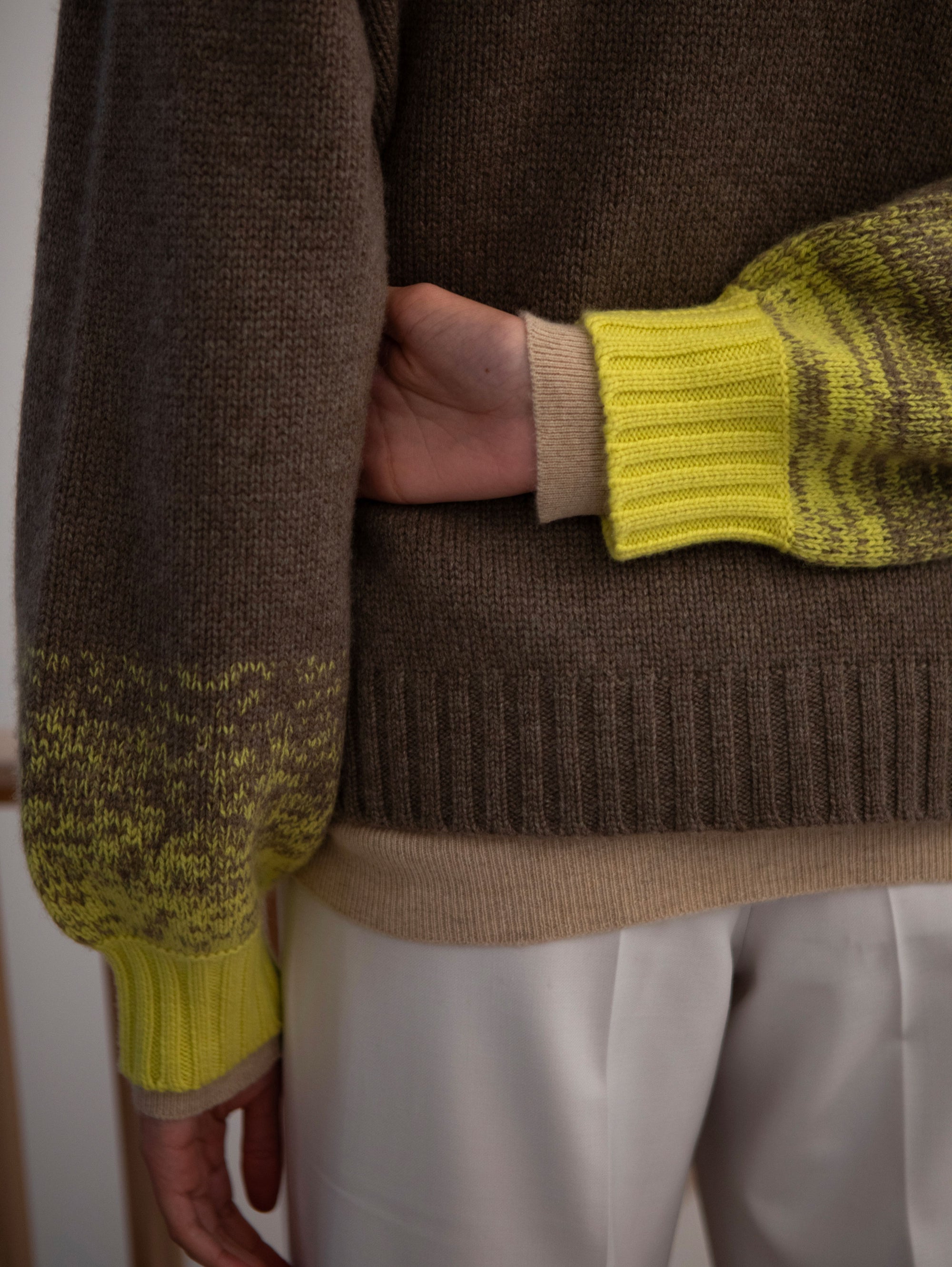 Ombre Effect V Neck Cashmere Cardigan