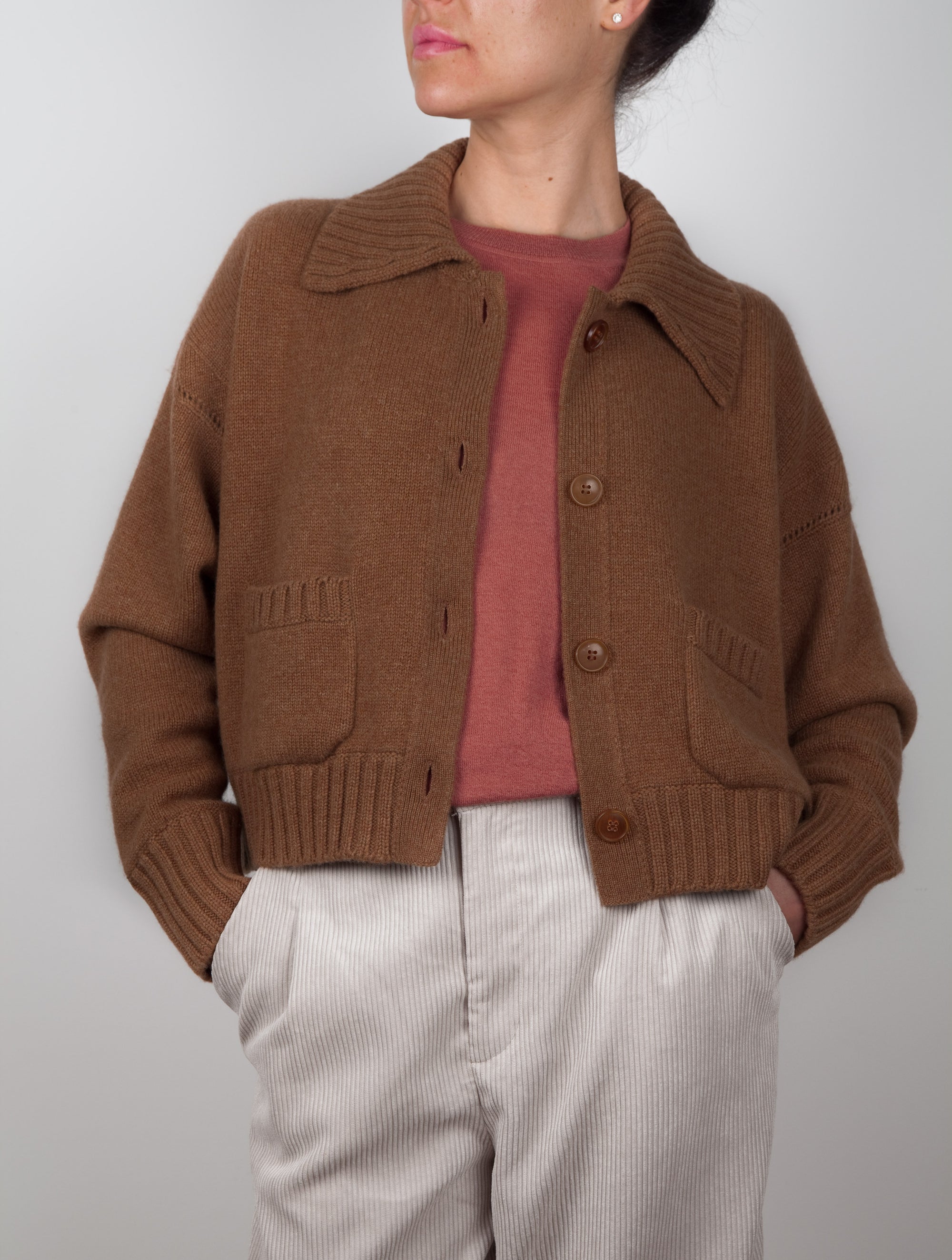 Rib Collar Knitted Jacket