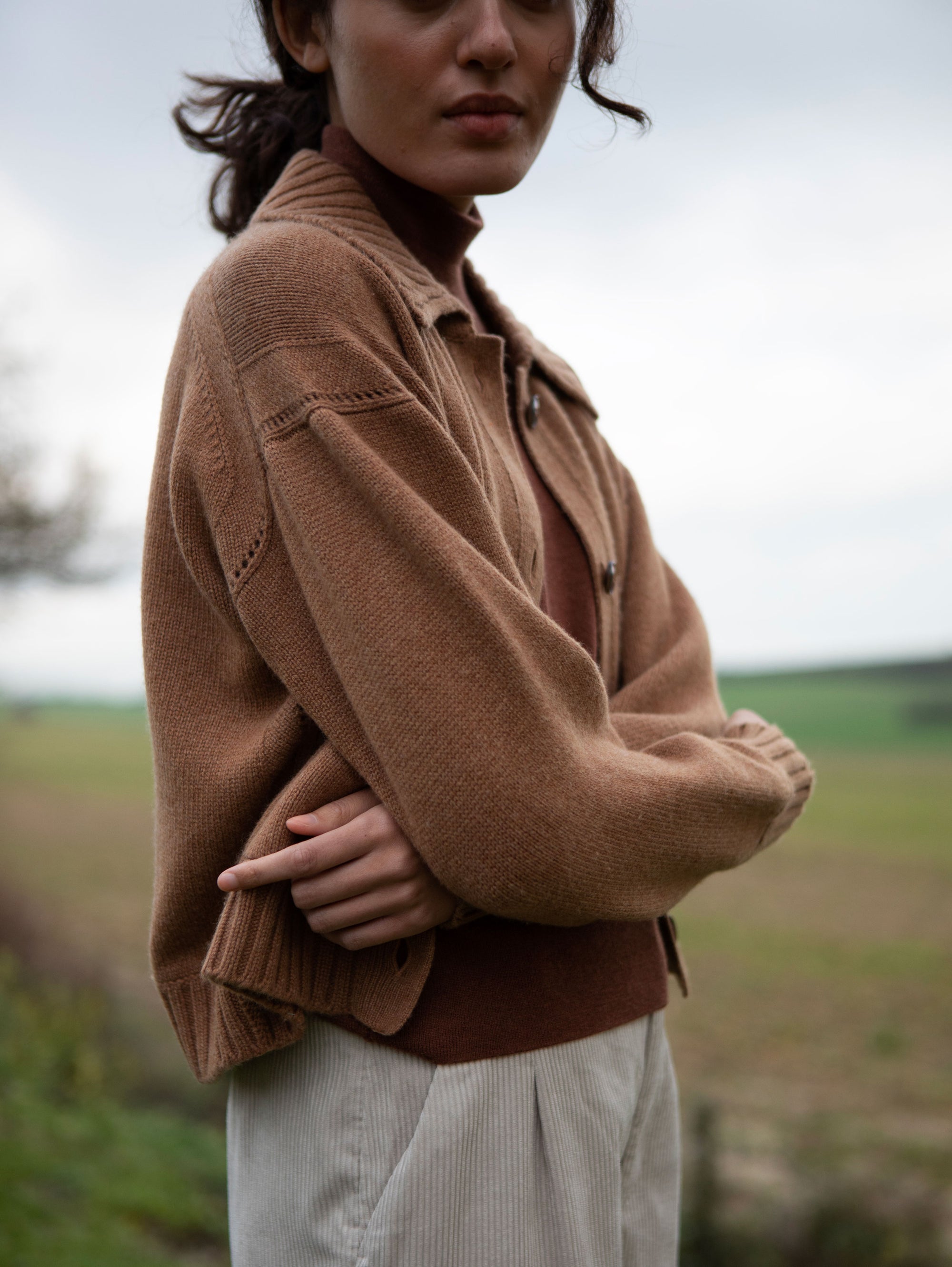 Rib Collar Knitted Jacket