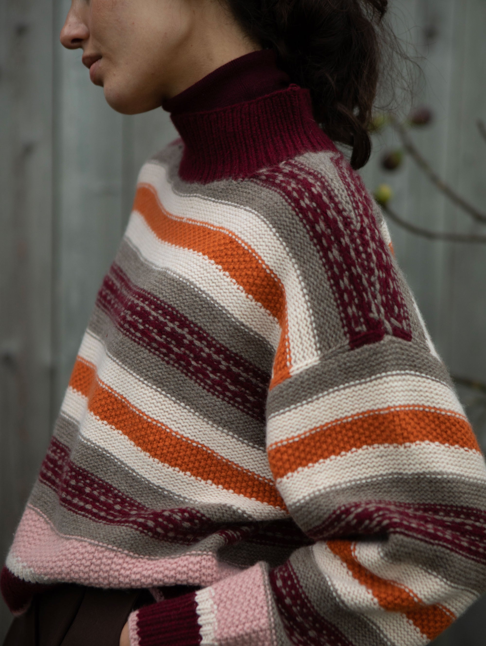 Winter Stripe hand knit Cashmere Sweater