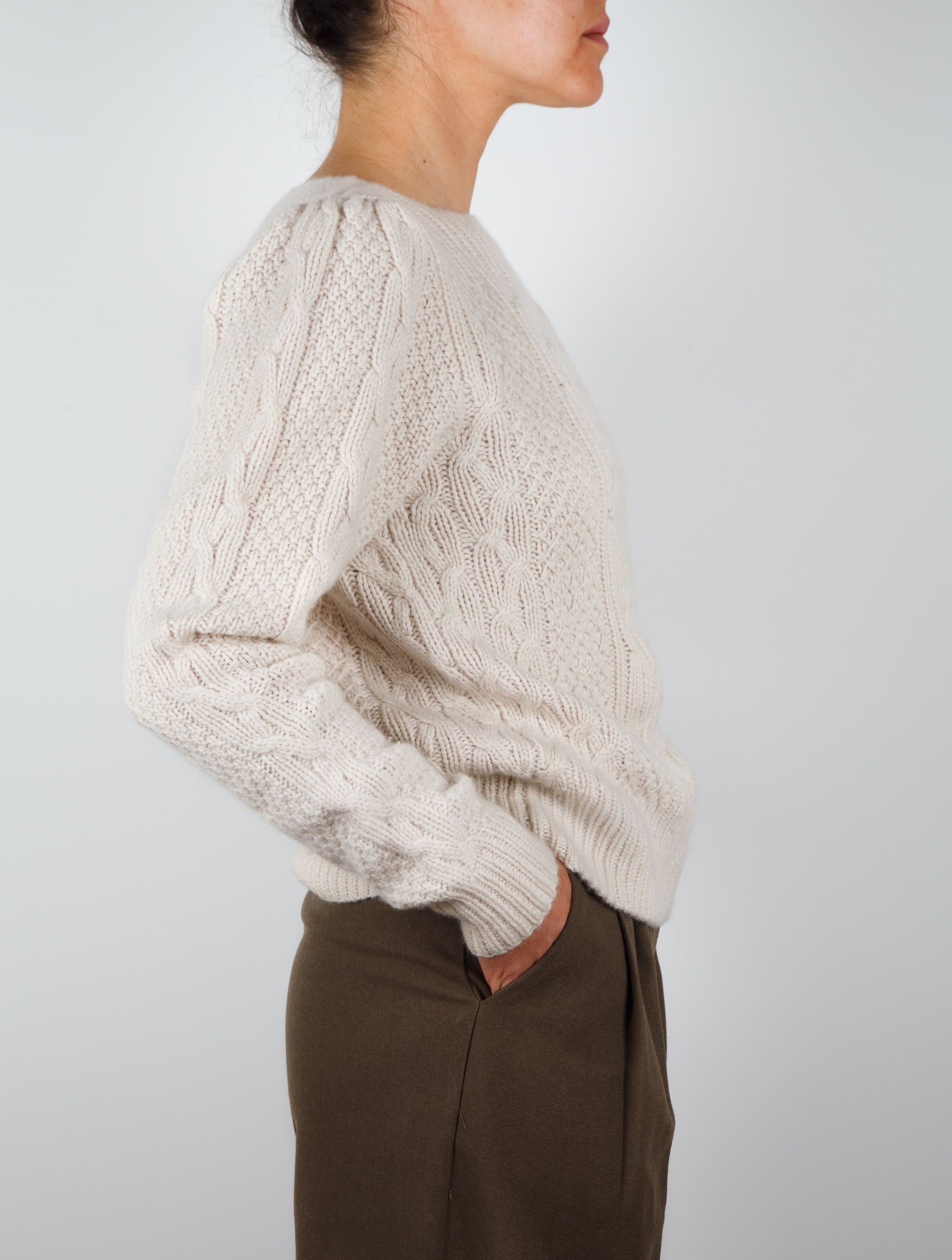 Hand knit cable cashmere sweater