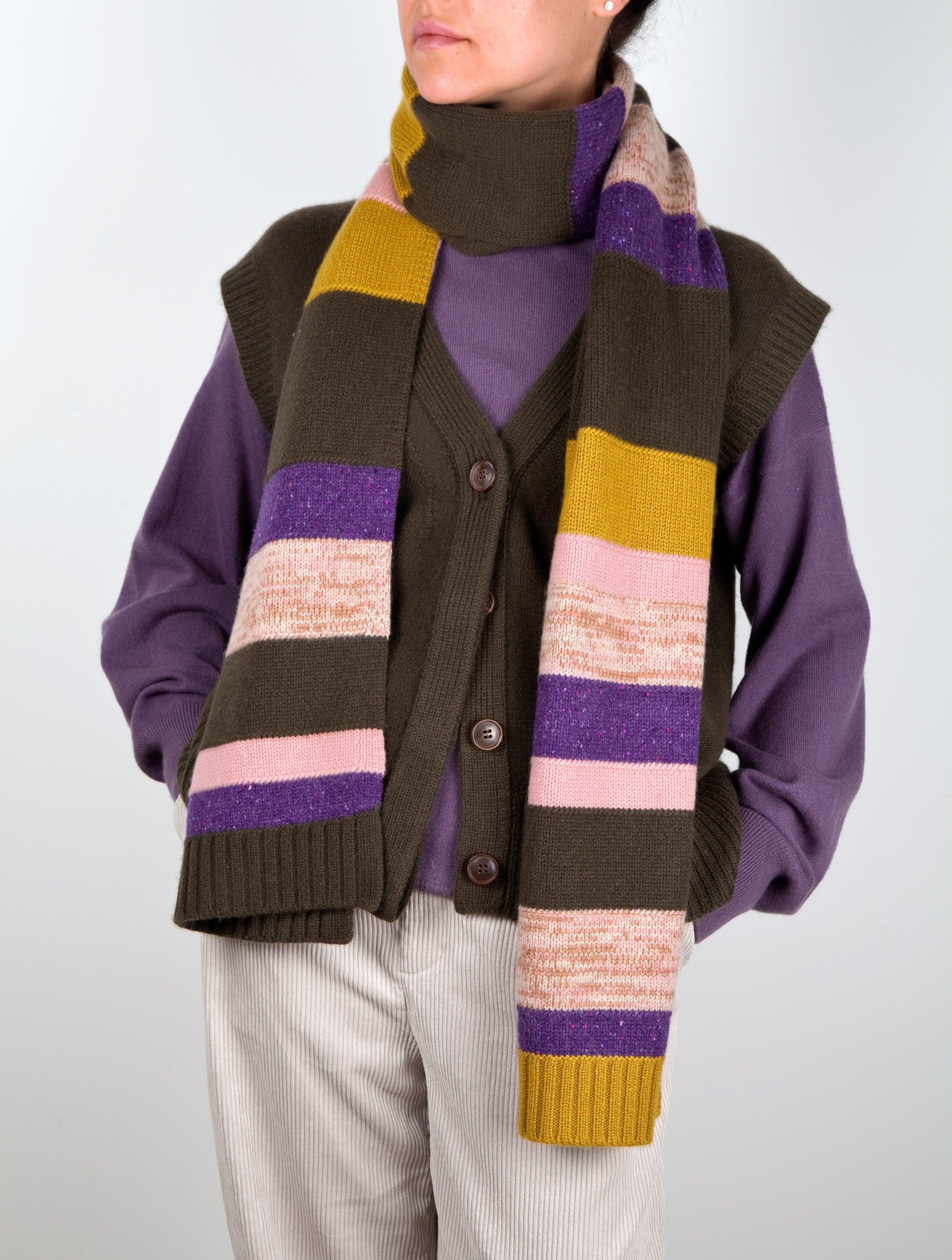 Stripe Pure Cashmere Scarf
