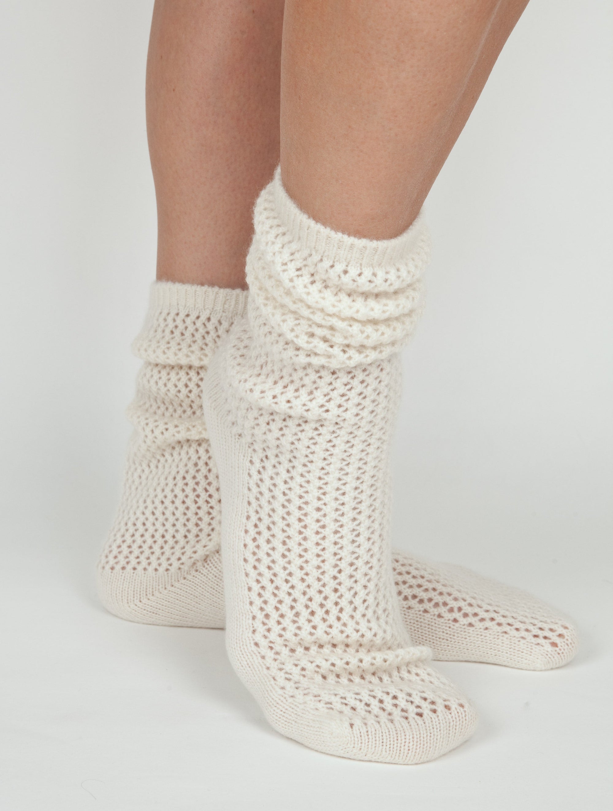 Pointelle Stitch Cashmere Sock