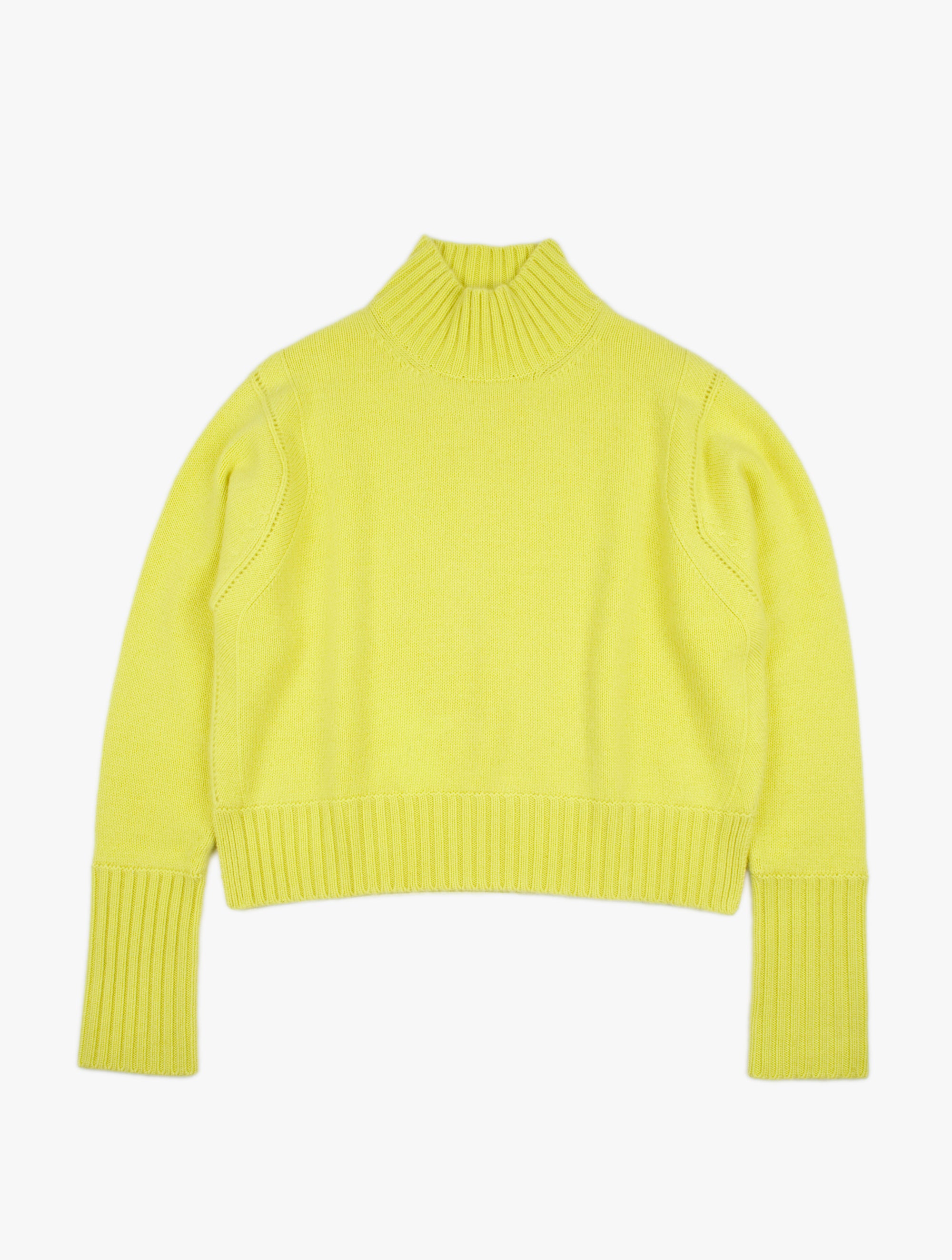 Pointelle Detail Turtle Neck Cashmere Sweater