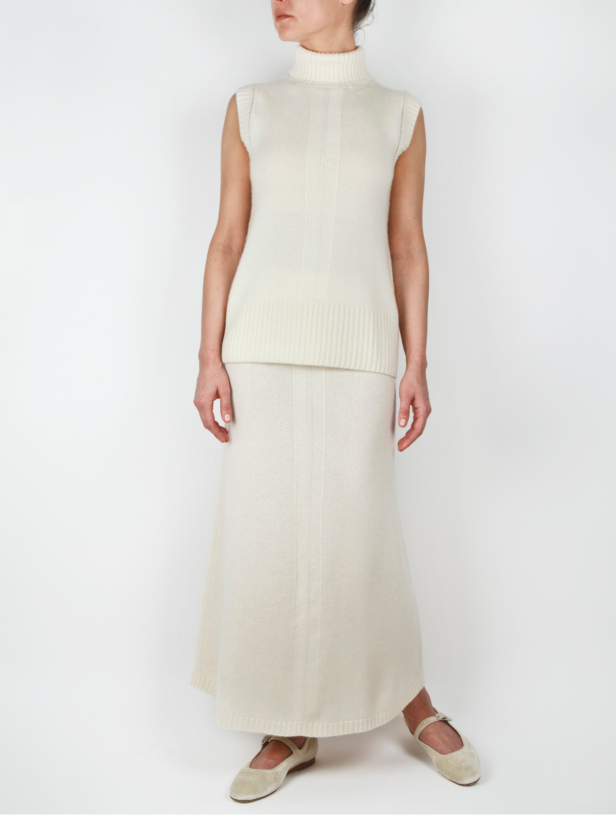 A Line Long Cashmere Skirt