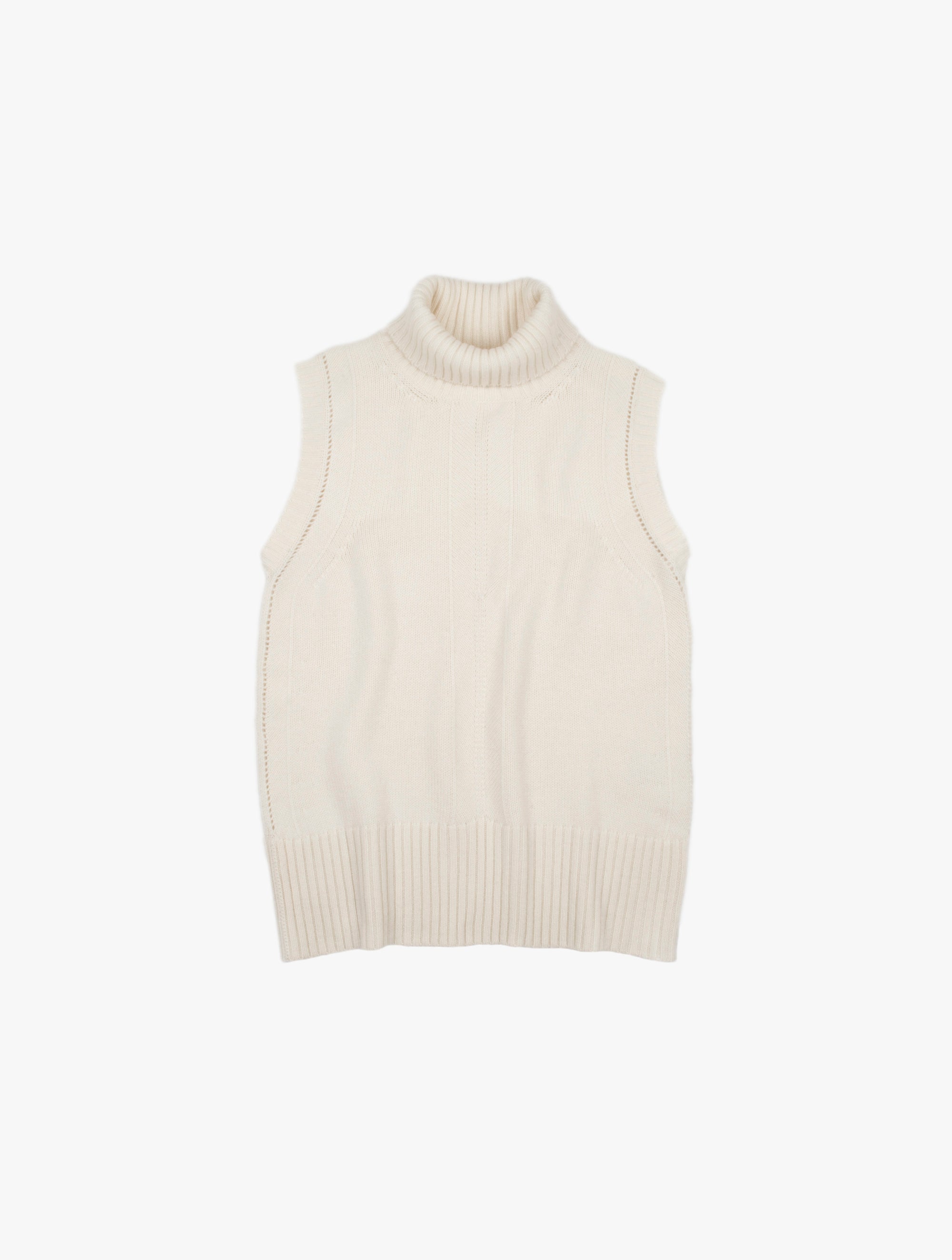 Sleeveless Cashmere Polo Neck