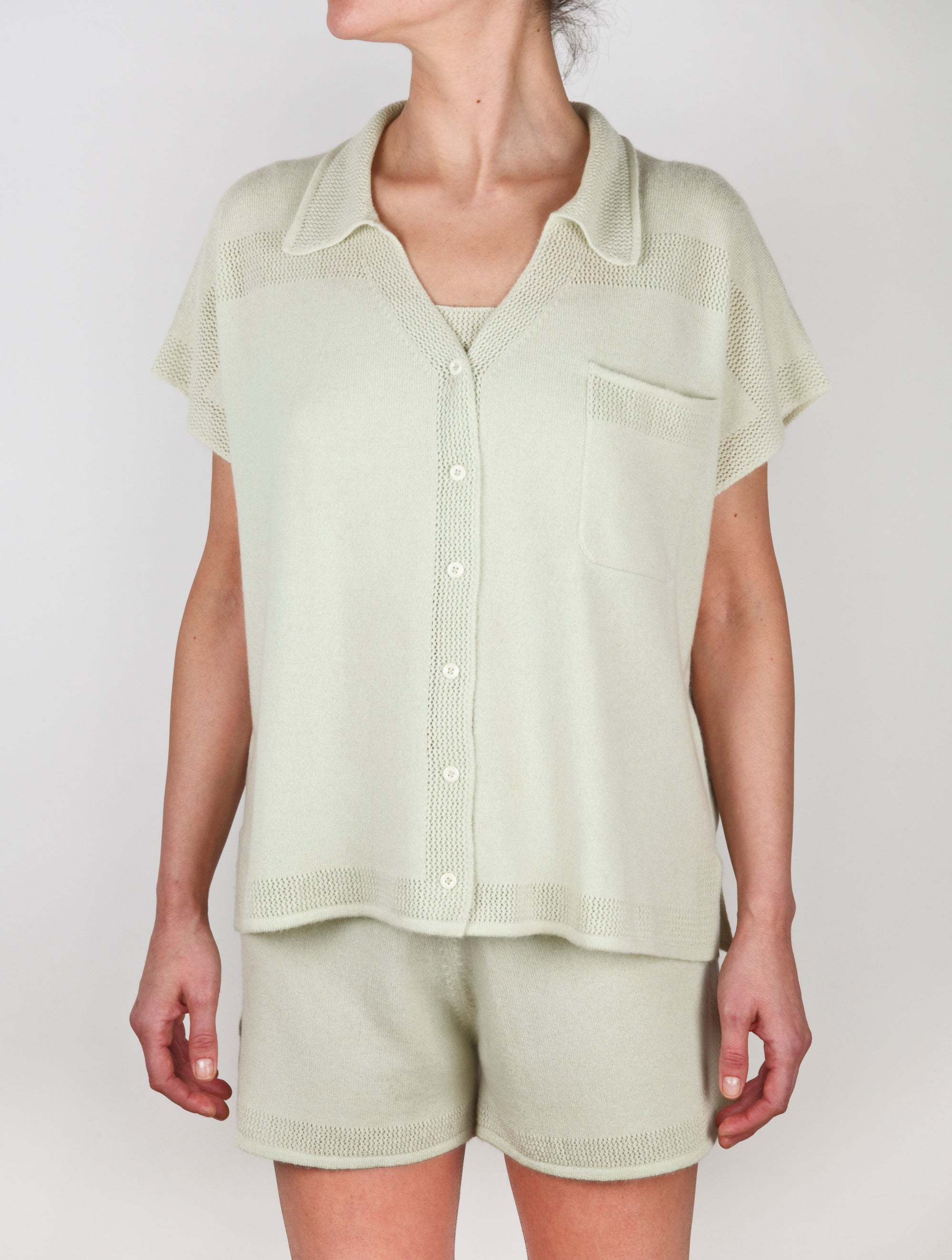 Lace Stitched Pyjama Cashmere Shirt
