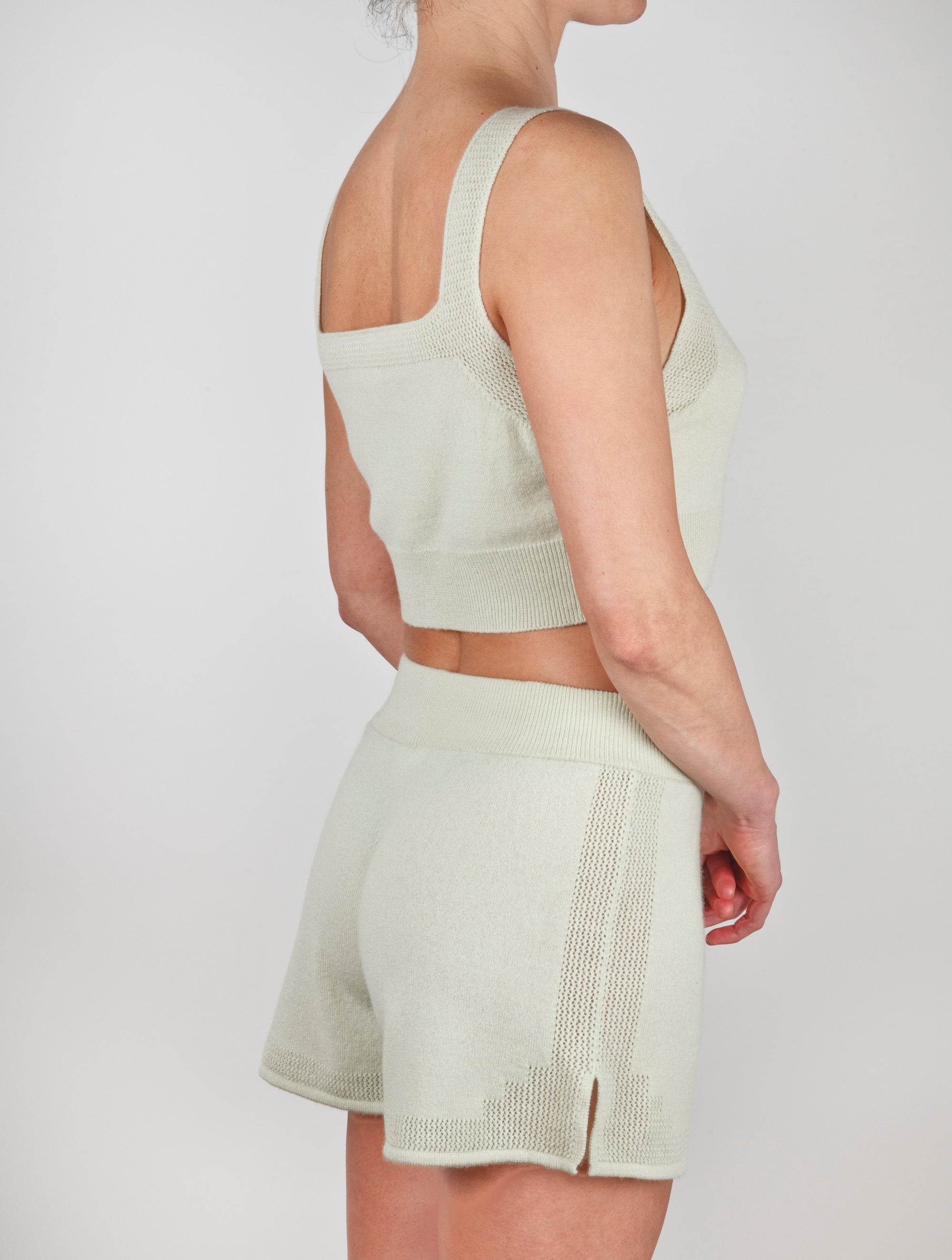 Lace Stitched Cashmere Pyjama Shorts
