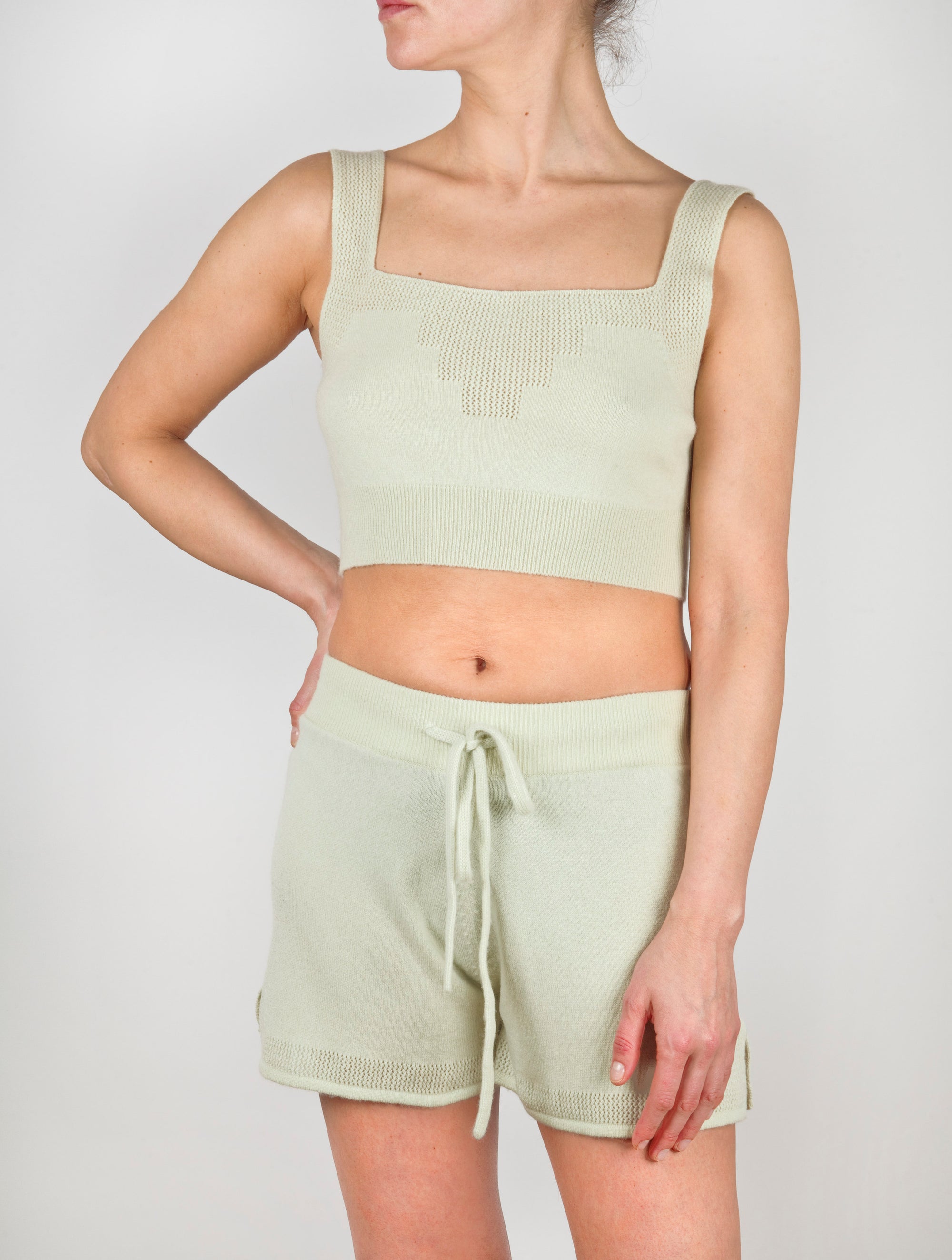 Lace Stitched Cashmere Pyjama Shorts