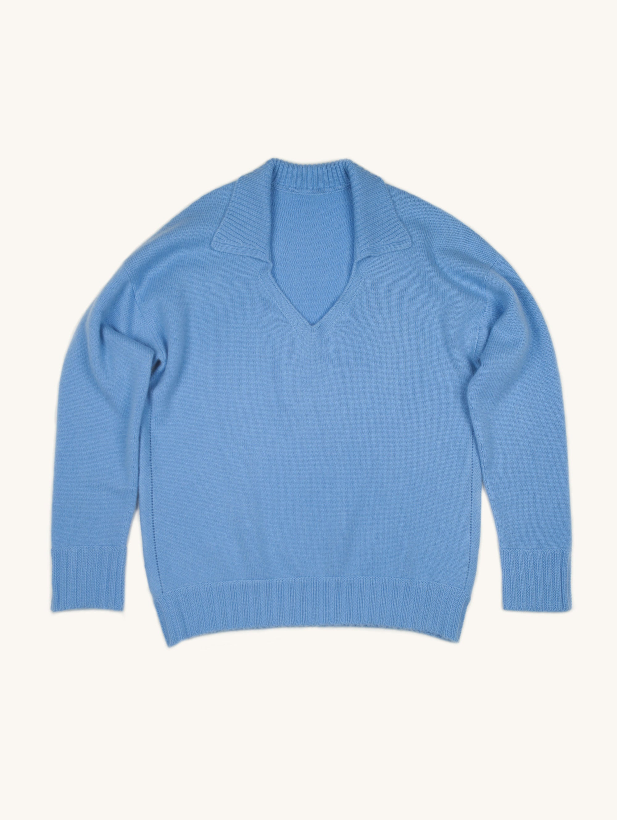 Pointelle detail collared cashmere sweater