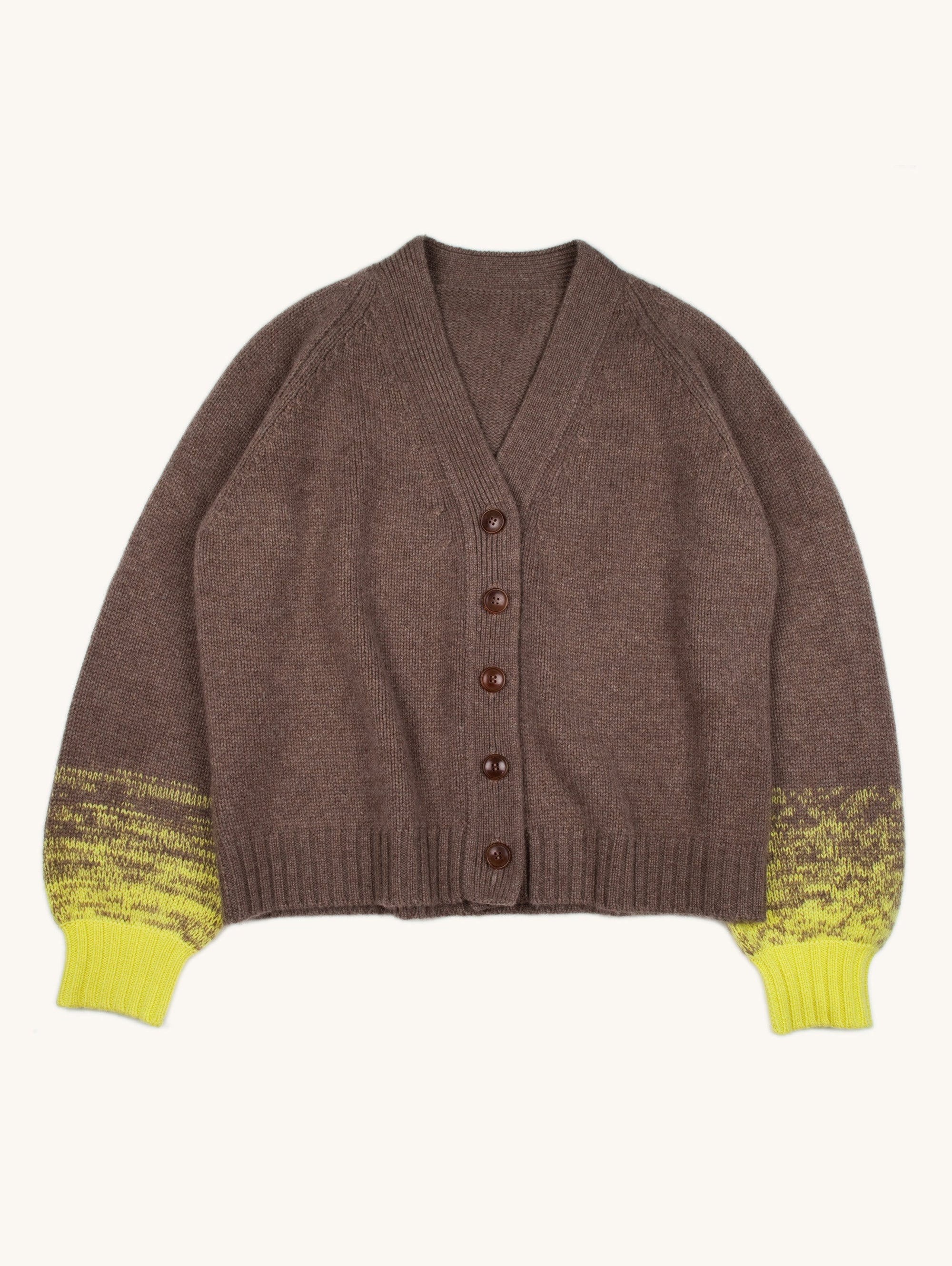 Ombre Effect V Neck Cashmere Cardigan