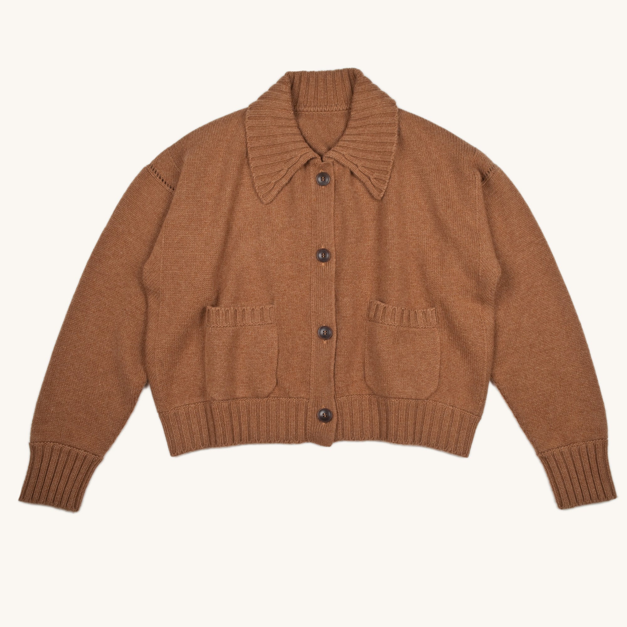 Cropped Chunky Cashmere Cardigan - Main Image