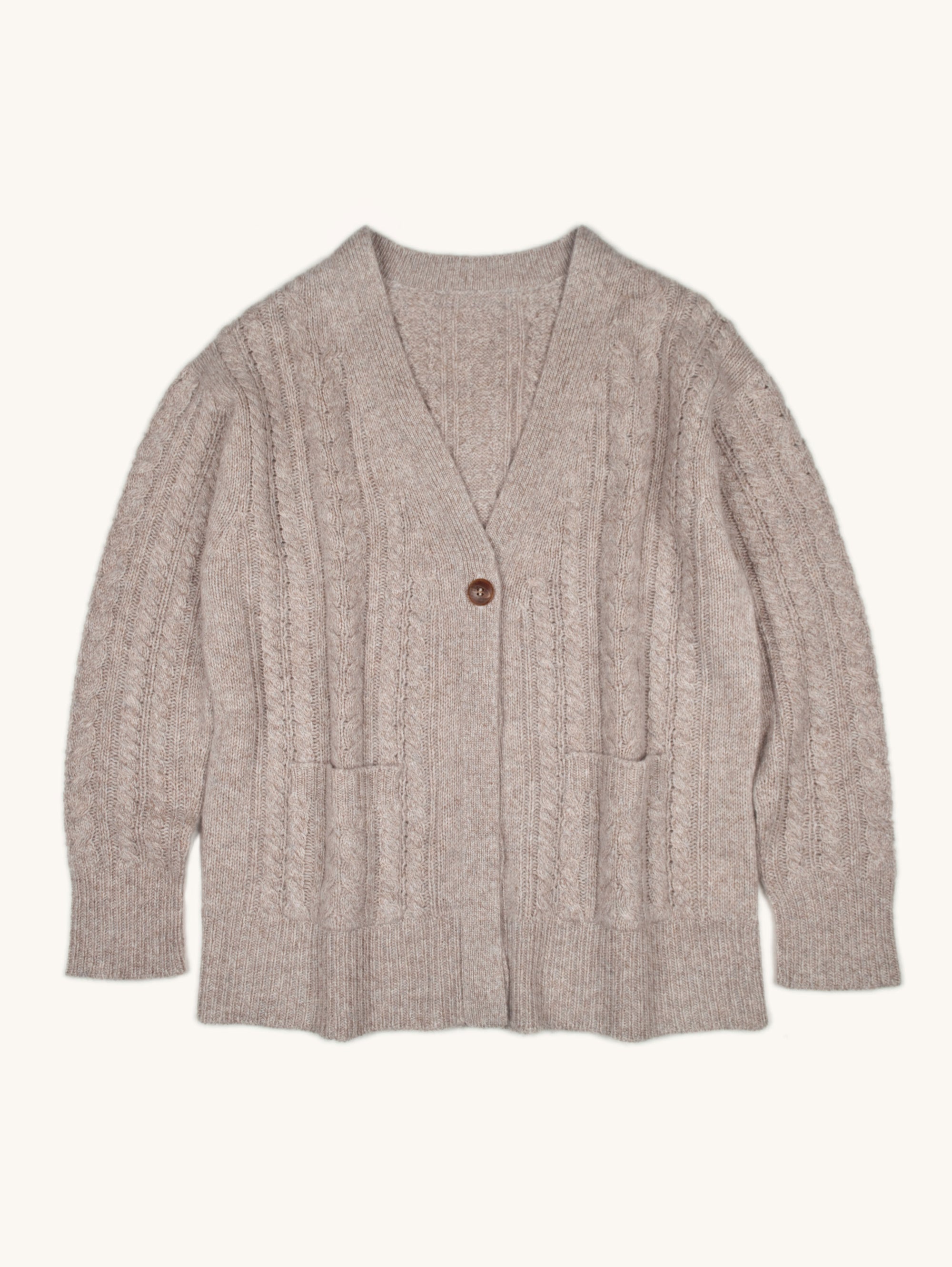 Marl Boyfriend  Cable Knit Cashmere Cardigan