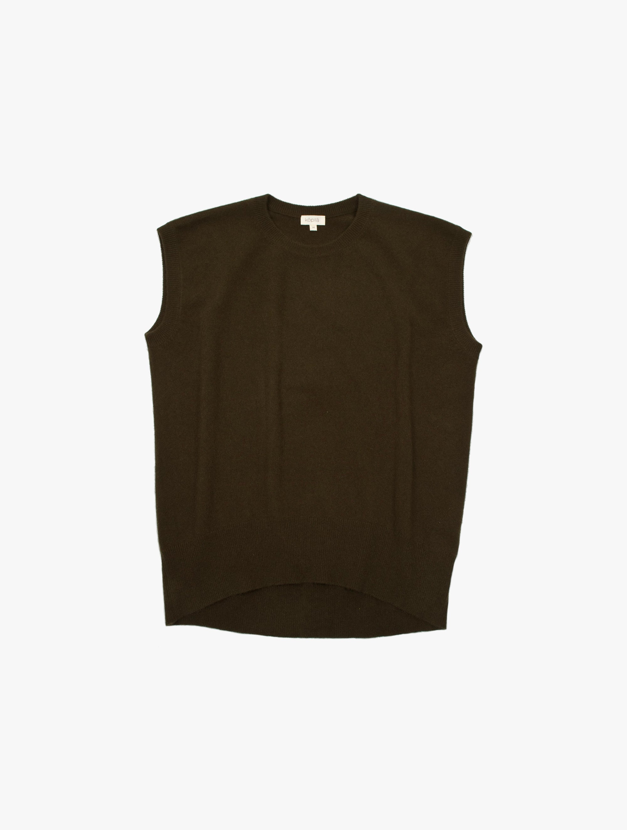 Sleeveless Elipse Hem Cashmere Vest 