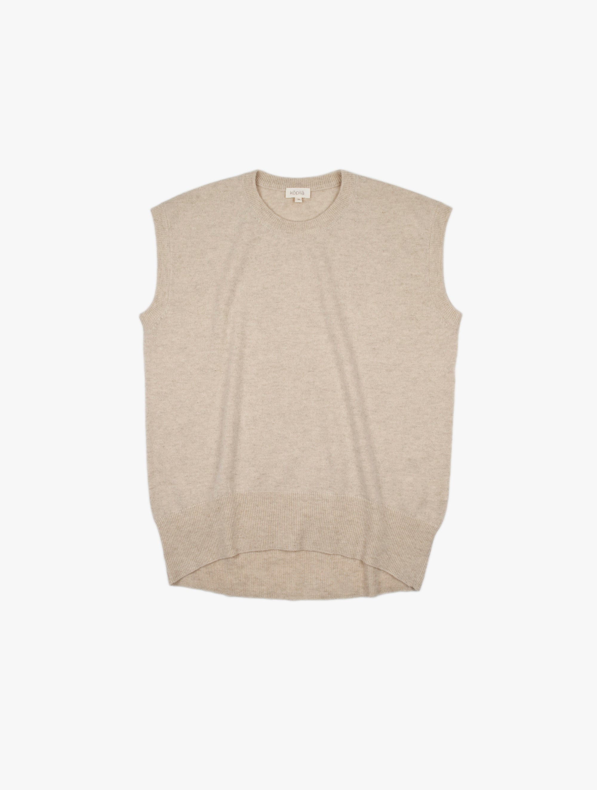 Sleeveless Elipse Hem Cashmere Vest 