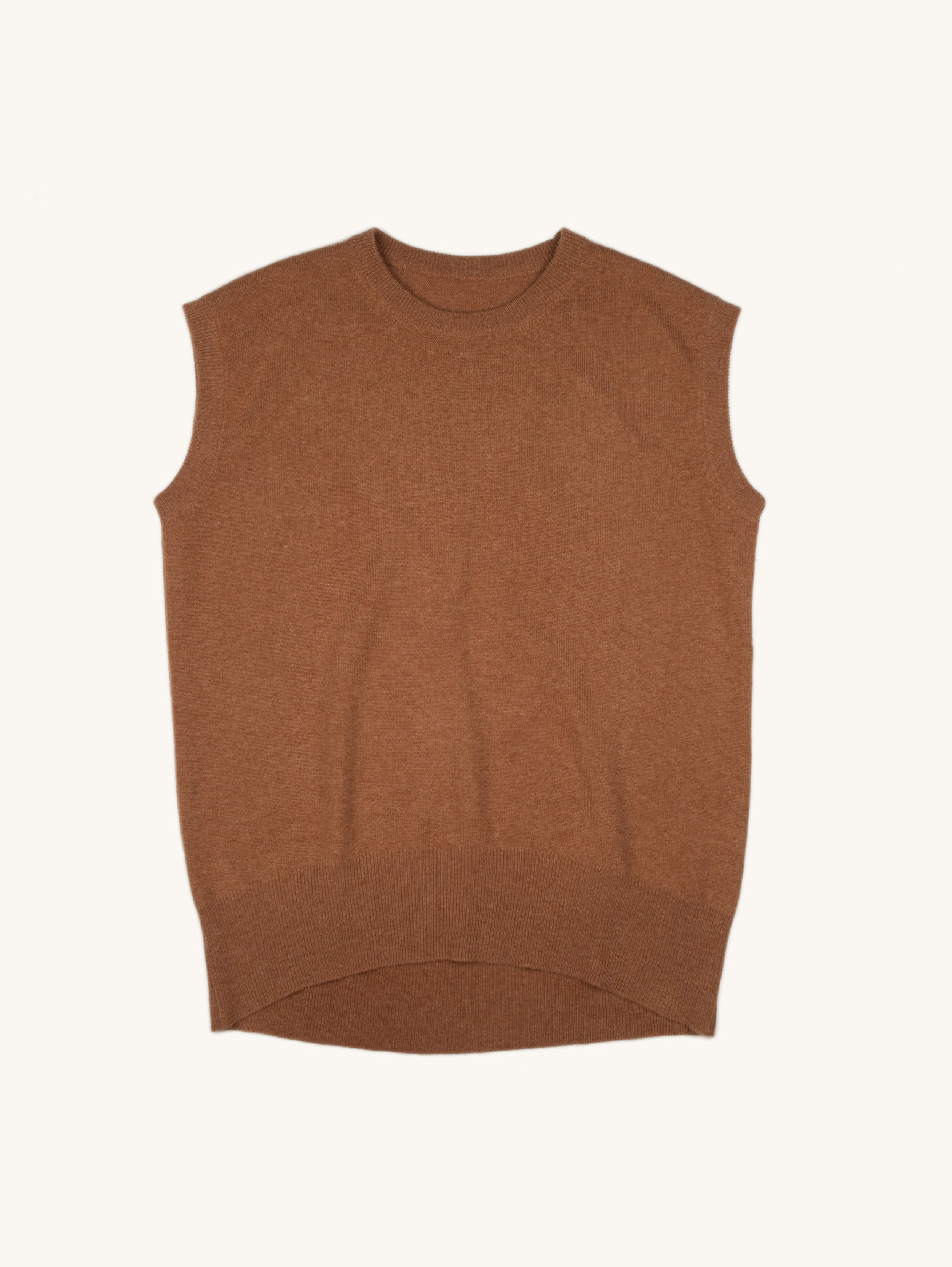 Sleeveless Ellipse Hem Cashmere Vest