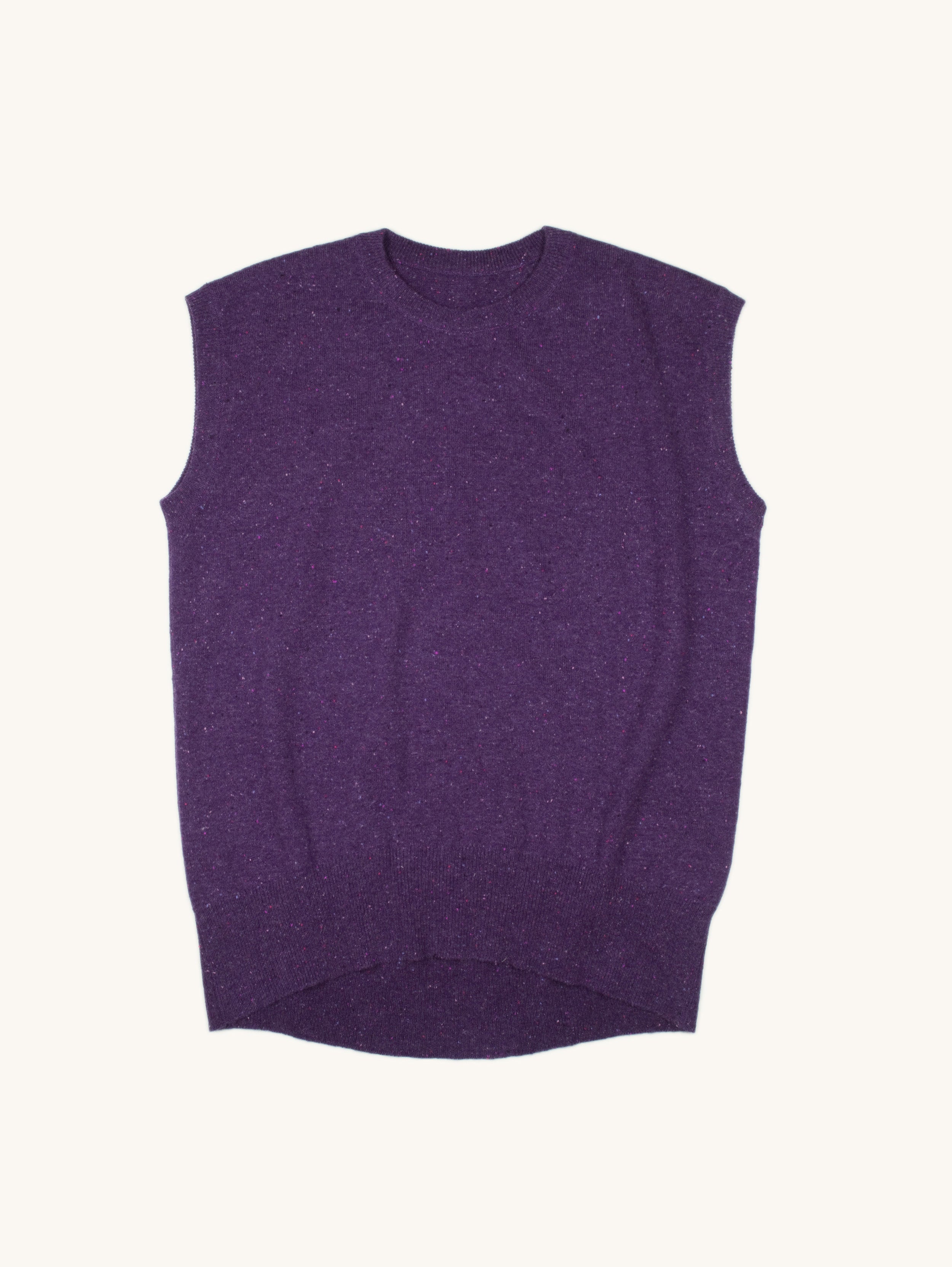 Sleeveless Ellipse Hem Cashmere Vest