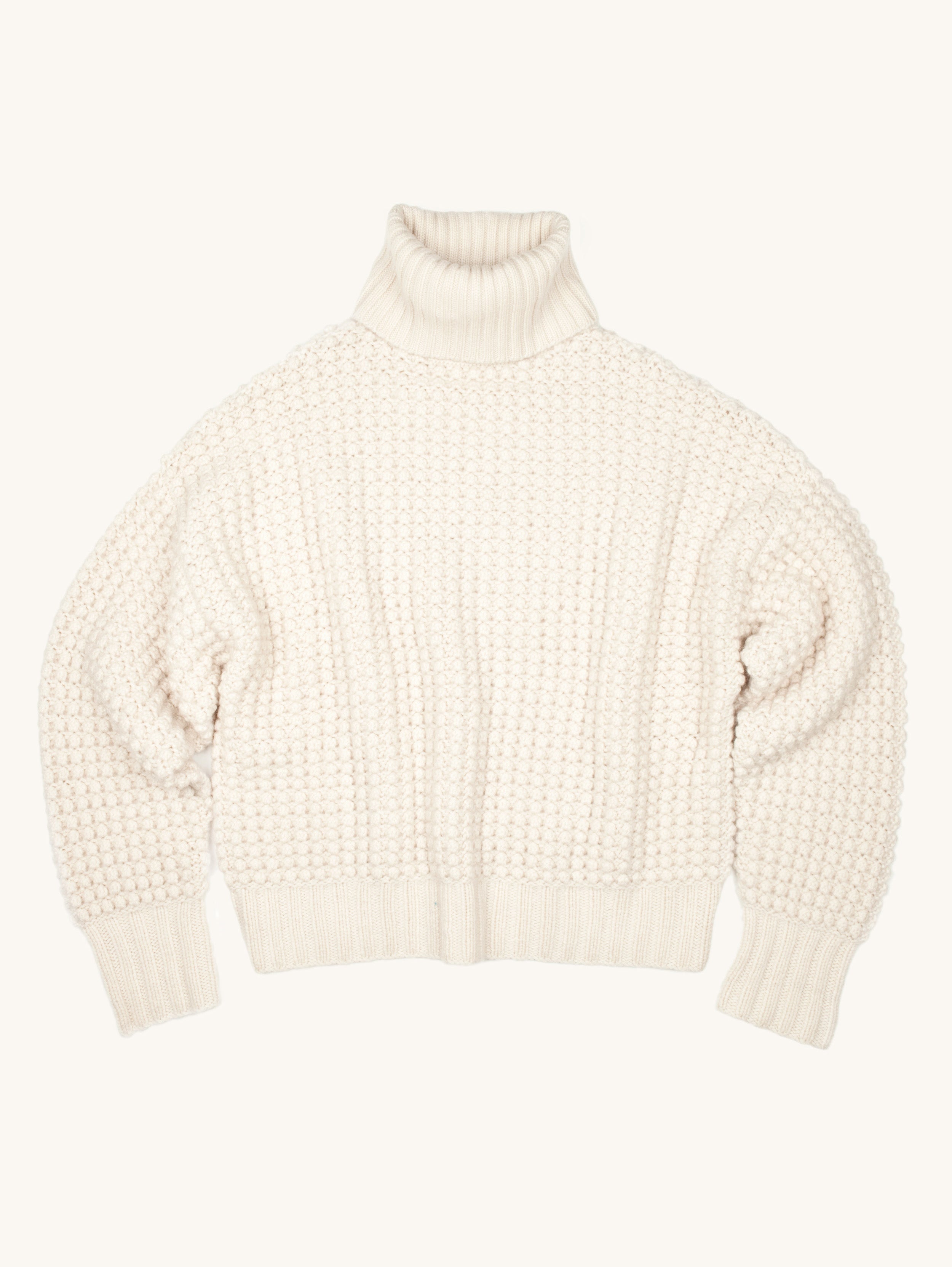 cashmere blend hand-knit pullover Wommelsdorff Hand Knit Ada Cashmere Sweater in Off White⁄Oatmeal